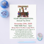 可愛い小妖精や小人玩具オークション付き年間おもちゃドライブフライヤー チラシ (シングル)