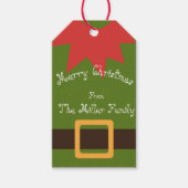 可愛い小妖精や小人衣装レッドグリーンブラウン名クリスマス ギフトタグ (正面)