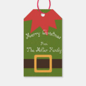 可愛い小妖精や小人衣装レッドグリーンブラウン名クリスマス ギフトタグ (裏面)