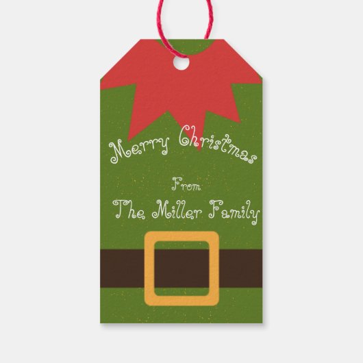 可愛い小妖精や小人衣装レッドグリーンブラウン名クリスマス ギフトタグ (裏面)