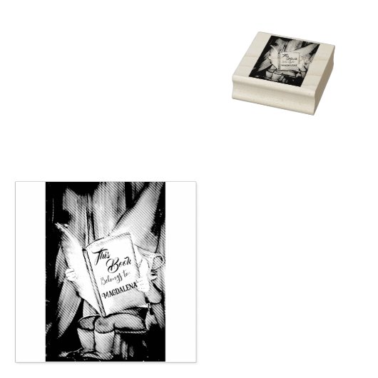 可愛い小妖精や小人読のブックオーナーシップ名スタンプ ラバースタンプ (押印)