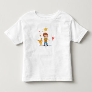 可愛い少年とタイガー・フレンド トドラーTシャツ
