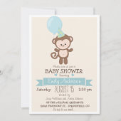 可愛い少年のサル、ジャングル動物園の動物の赤ちゃんシャワー 招待状 (正面)