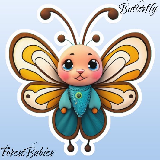 可愛い少年蝶の昆虫動物マンガグラフィック シール