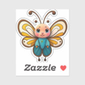 可愛い少年蝶の昆虫動物マンガグラフィック シール (シート)