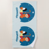 可愛い就学前K失ったと友情を見つけた ビーチタオル (正面)