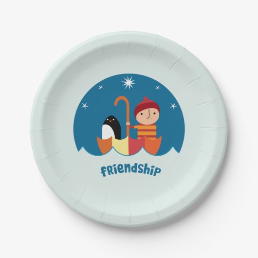 可愛い就学前K失ったと友情を見つけた ペーパープレート (正面)