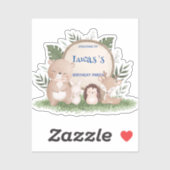 可愛い山嵐クマ誕生日ジャングル誕生日パーティー シール (シート)