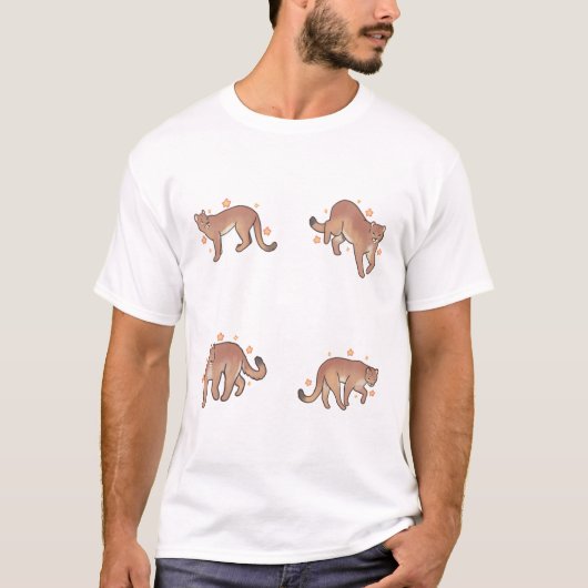 可愛い山獅子喜び�かわいい動物アート Tシャツ (正面)