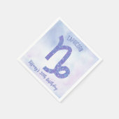 可愛い山羊座カスタムサイン紫誕生会 スタンダードカクテルナプキン (角)