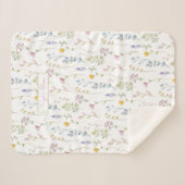 可愛い山花模様 シェルパブランケット (正面(横))