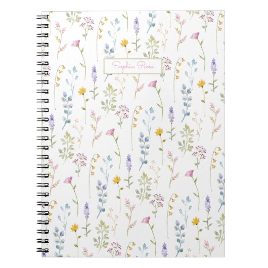 可愛い山花模様 ノートブック (正面)