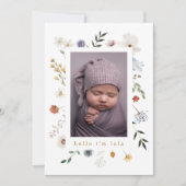 可愛い山花額縁ベビー誕生のお知らせ 案内状 (正面)