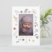 可愛い山花額縁ベビー誕生のお知らせ 案内状 (スタンド正面)