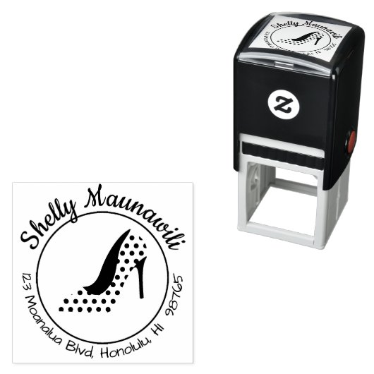 可愛い差出人住所スタンプガーリー水玉模様靴 セルフインキングスタンプ (インサイチュ)
