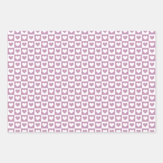 可愛い市松模様にハートスのバレンタインデー ラッピングペーパーシート (正面2)