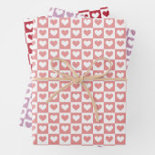 可愛い市松模様にハートスのバレンタインデー ラッピングペーパーシート (インサイチュ)