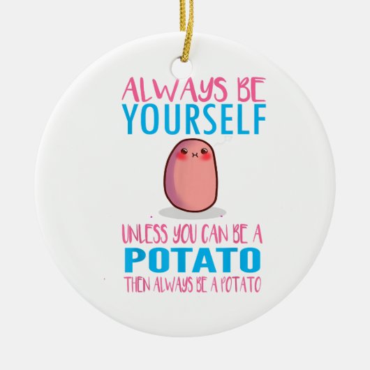 可愛い常に自分でないジャガイモかわいいポット セラミックオーナメント (正面)