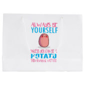 可愛い常に自分でないジャガイモかわいいポット ラージペーパーバッグ (裏面)