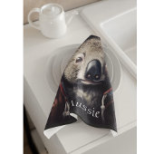 可愛い帽子をかぶった可愛らしいコアラ キッチンタオル