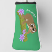 可愛い幸せな遅いロリス上の枝の漫画 ゴルフヘッドカバー (回転90)