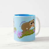 可愛い幸せな遅いロリス上の枝の漫画 ツートーンマグカップ (正面右)