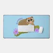 可愛い幸せな遅いロリス上の枝の漫画 デスクマット (キーボード&マウス)