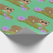 可愛い幸せな遅いロリス上の枝の漫画 ラッピングペーパー (角)