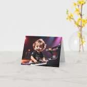 可愛い幼児遊のキーボードのあいさつ空白のき カード (黄色い花)