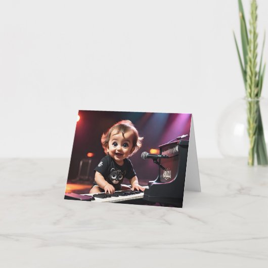 可愛い幼児遊のキーボードのあいさつ空白のき カード (正面)