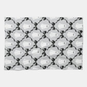 可愛い幽霊とコケットブラック弓ハロウィーン キッチンタオル (横)