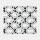 可愛い幽霊とコケットブラック弓ハロウィーン フリースブランケット (正面(横))