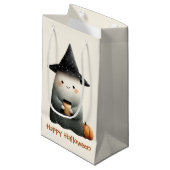 可愛い幽霊とコーヒーハロウィーン スモールペーパーバッグ (正面アングル)