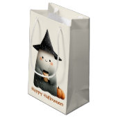 可愛い幽霊とコーヒーハロウィーン スモールペーパーバッグ (裏面アングル)