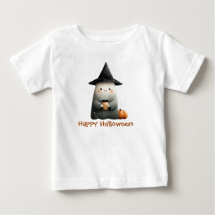 可愛い幽霊とコーヒーハロウィーン ベビーTシャツ