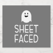 可愛い幽霊とシートおかしなハロウィンパーティーに直面 ビールラベル (シングルラベル)