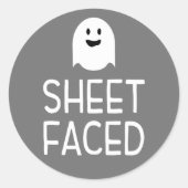 可愛い幽霊とシートおかしなハロウィンパーティーに直面 ラウンドシール (正面)