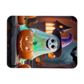 可愛い幽霊とハロウィーンのカボチャ マグネット (横)