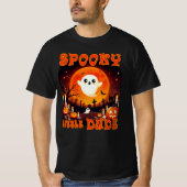 可愛い幽霊と巨大な月のハロウィーン墓地 Tシャツ (正面)