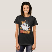 可愛い幽霊と猫かぼちゃ秋のファミリーマッチング Tシャツ (正面フル)