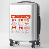 可愛い幽霊と赤い弓 シール (スーツケース)