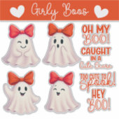 可愛い幽霊と赤い弓 シール (正面)