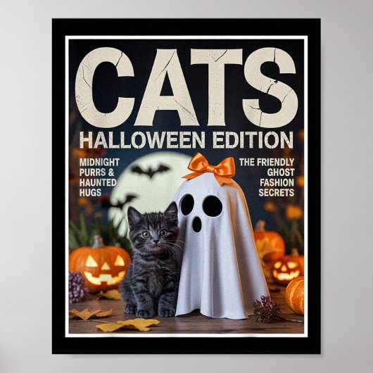 可愛い幽霊と黒猫おかしなハロウィンジン無料ゲーム ポスター (正面)