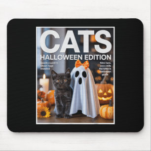可愛い幽霊と黒猫おかしなハロウィーンジンパロ マウスパッド