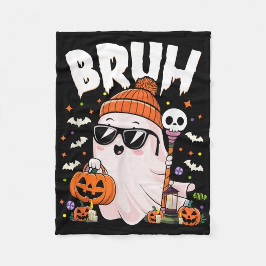 可愛い幽霊のトリックまたはハロウィーンの衣装Bを扱う フリースブランケット (正面)