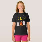 可愛い幽霊の友達ハロウィーン Tシャツ (正面フル)