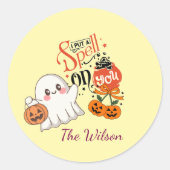 可愛い幽霊を綴パーソナライズされたる ラウンドシール (正面)