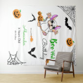 可愛い幽霊カボチャHalloween誕生日背景 タペストリー (インサイチュ(横))
