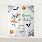可愛い幽霊カボチャHalloween誕生日背景 タペストリー (正面)