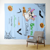 可愛い幽霊カボチャHalloween誕生日背景 タペストリー (インサイチュ(横))